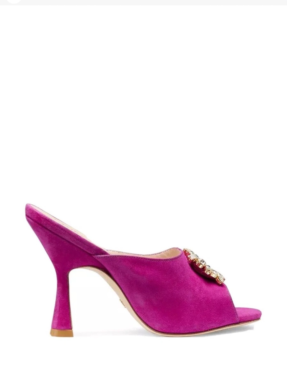 Stuart Weitzman Merilou Crystal-Embellished Suede Mules Sz 5.5 $530